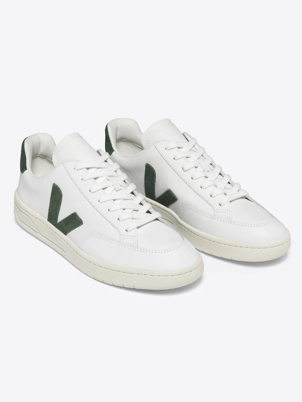 Veja V-12 Leather Sneakers in Cypress